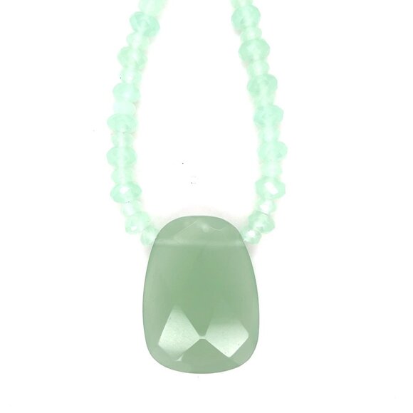 925 Silver Toggle Green Quartz Necklace - Picture 1 of 5